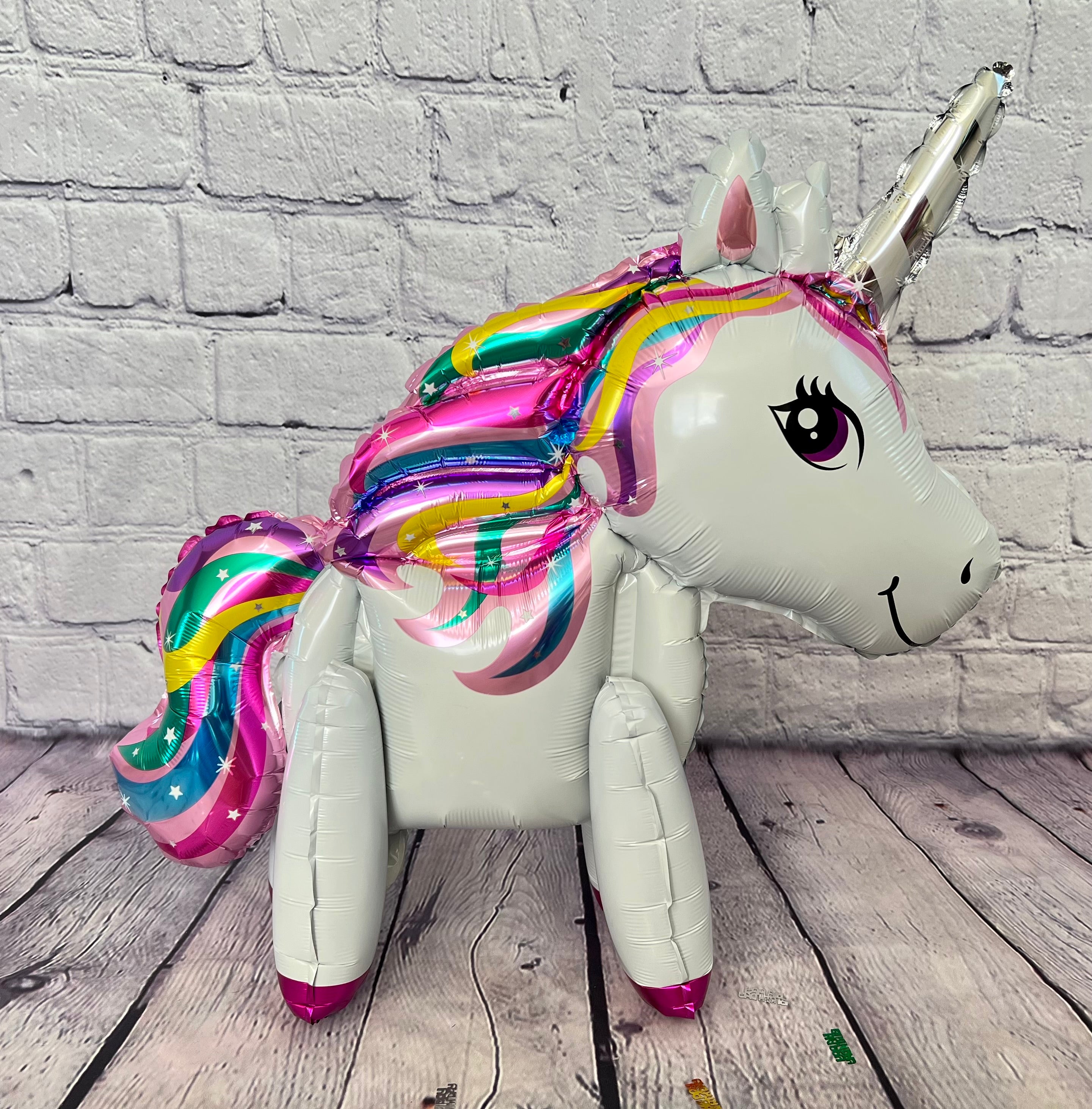 Standing Unicorn Balloon Set – Jumbo Foil Party Decor (7-Piece Set)