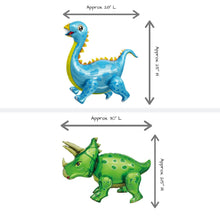 Load image into Gallery viewer, Dinosaur Party Supplies Balloon Set 6 JUMBO Mylar Walking Foil Balloons with Dinosaur Happy Birthday Banner and Decorations
