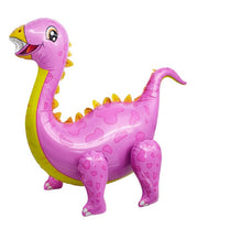 Load image into Gallery viewer, Dinosaur Balloon JUMBO Mylar Walking Foil Balloons in Pink with Girl Balloon Letters in Pink for Baby Shower or Baby Girl Gender Reveal
