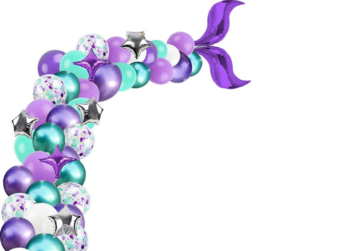 Mermaid Tail Balloon Arch – Happy Birthday Banner Set