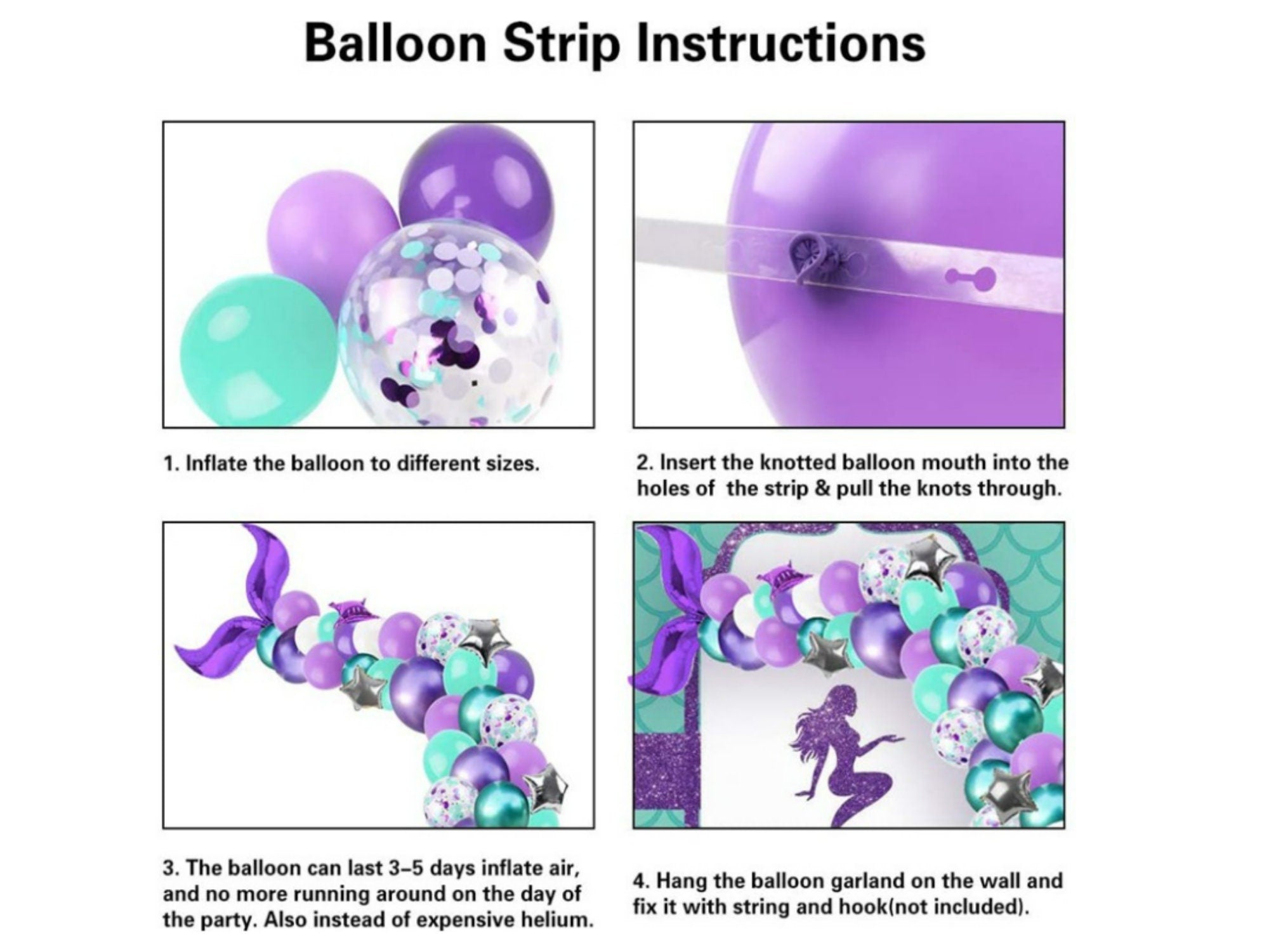 Mermaid Tail Balloon Arch – Happy Birthday Banner Set