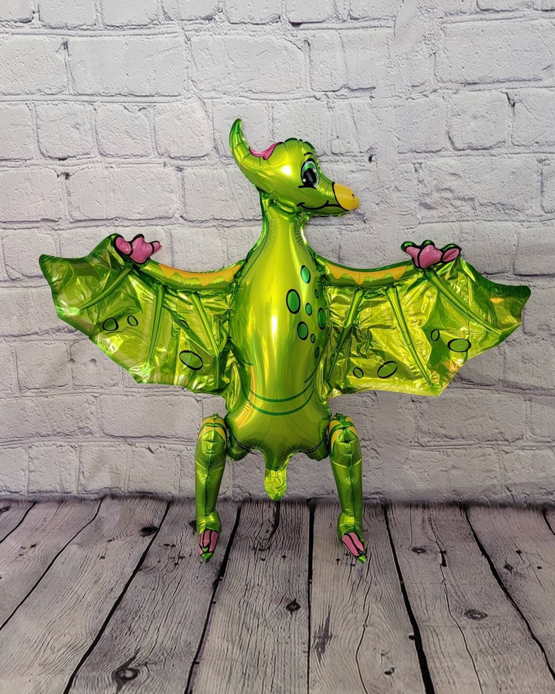 Green Pterodactyl Walking Dinosaur Balloon – Jumbo Foil Party Decor