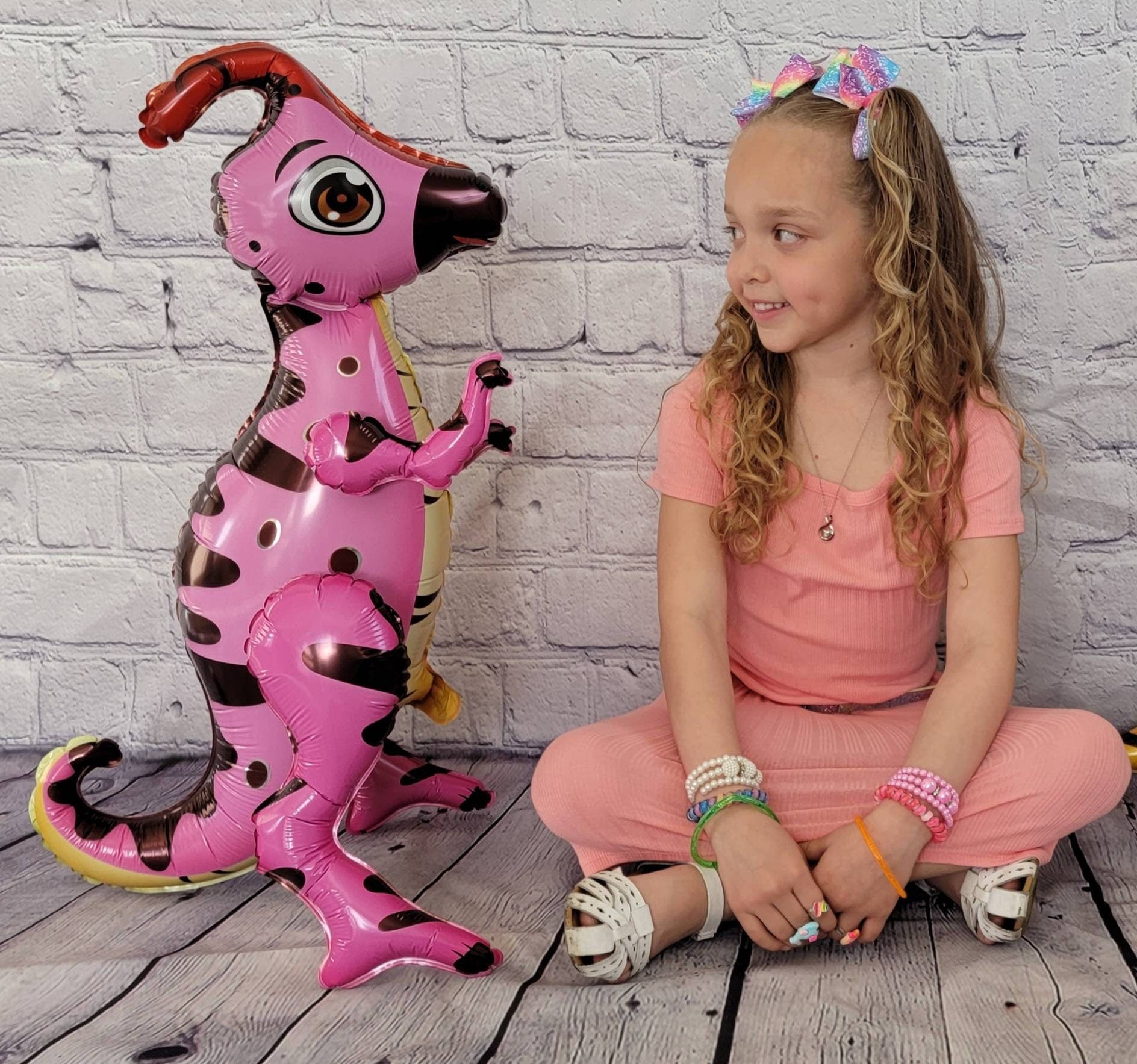 Pink 4D Parasaurolophus Walking Balloon – Jumbo Foil Party Decor