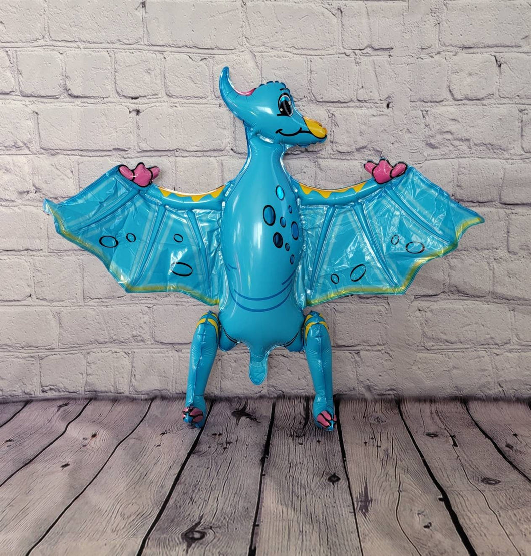 Dinosaur Balloon JUMBO Mylar Walking Foil Balloons - BLUE Pterodactyl | Party Supplies and Decorations | Birthday Baby Shower Gender Reveal