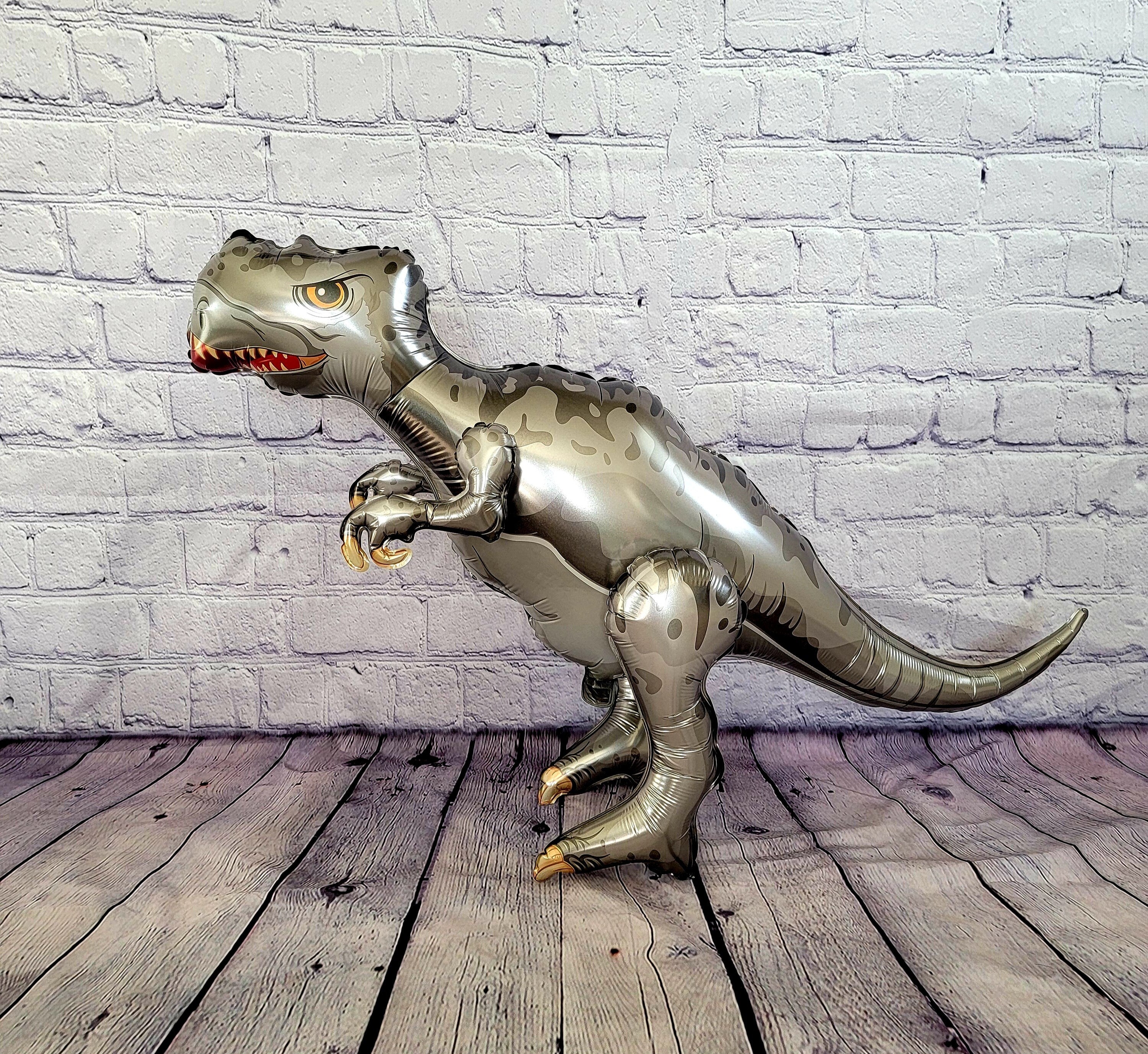 Silver Walking Dinosaur Balloon – Jumbo Foil Party Decor