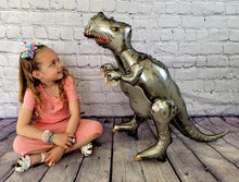 Load image into Gallery viewer, Dinosaur Balloon JUMBO Mylar Walking Foil Balloons - Silver
