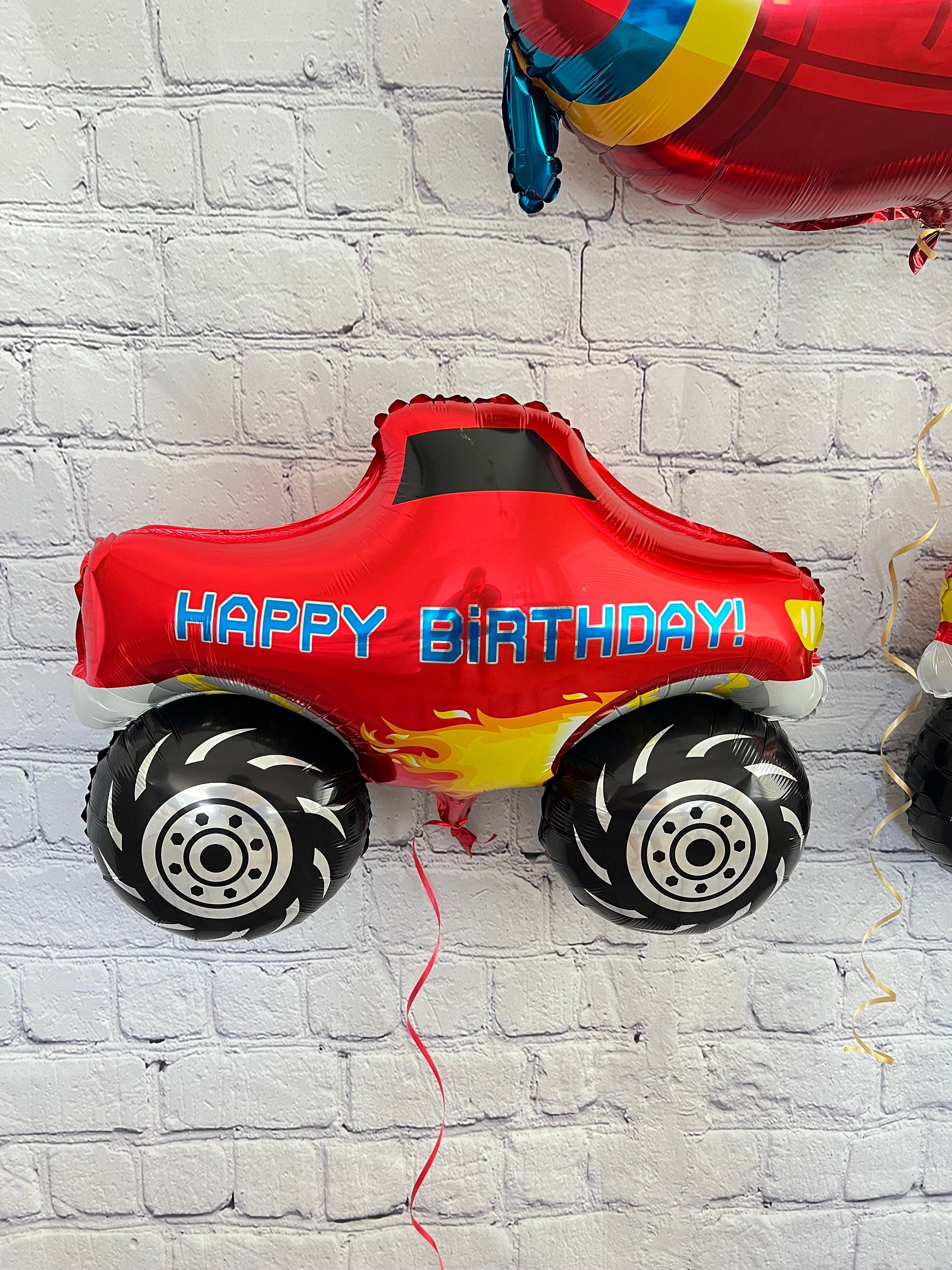 Airplane, Car & Monster Truck Balloons – Foil Party Decor (3-Piece Set)