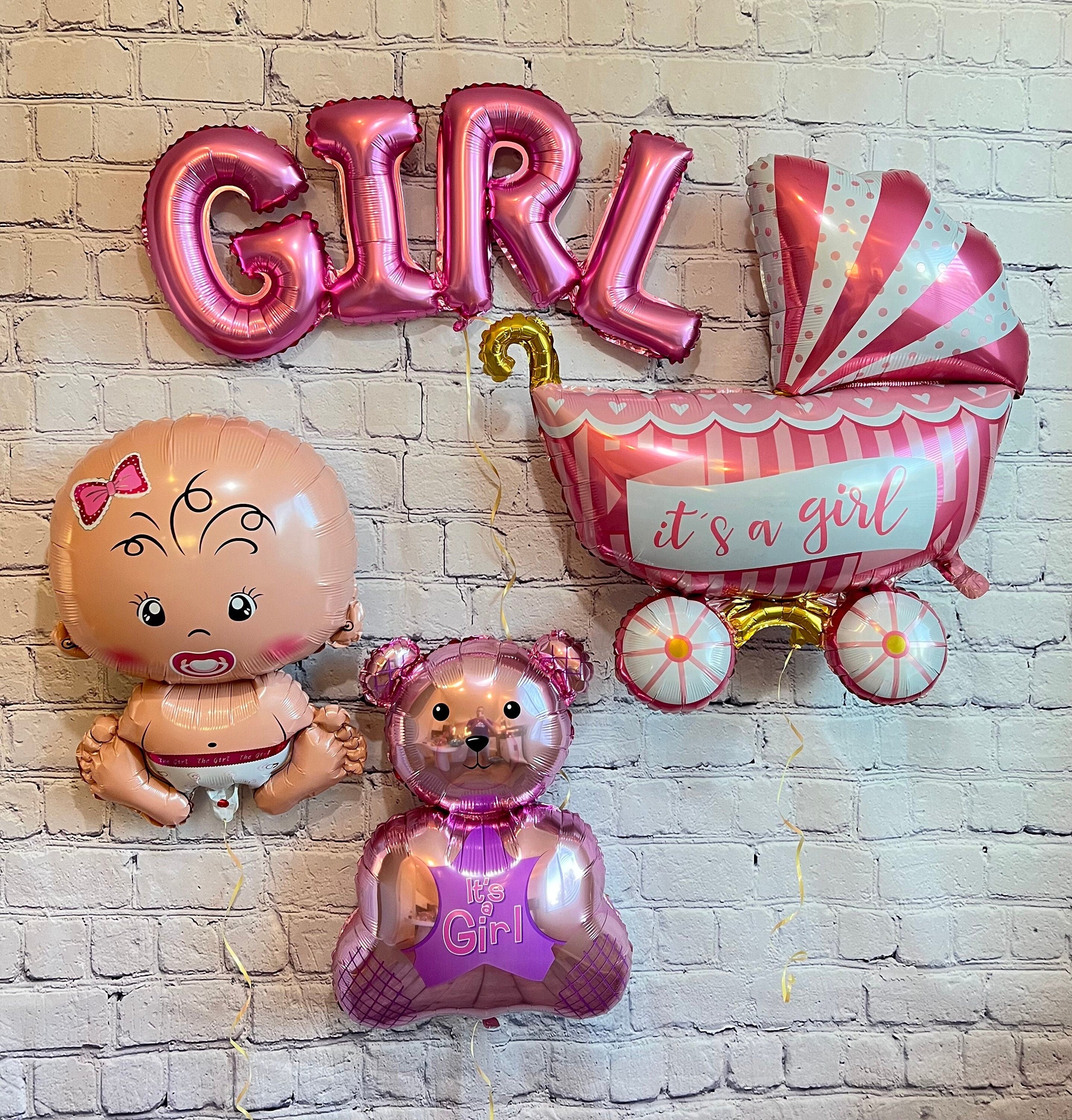 Girl Gender Reveal Foil Balloon Set – Baby Shower Party Decor (4-Piece Set)