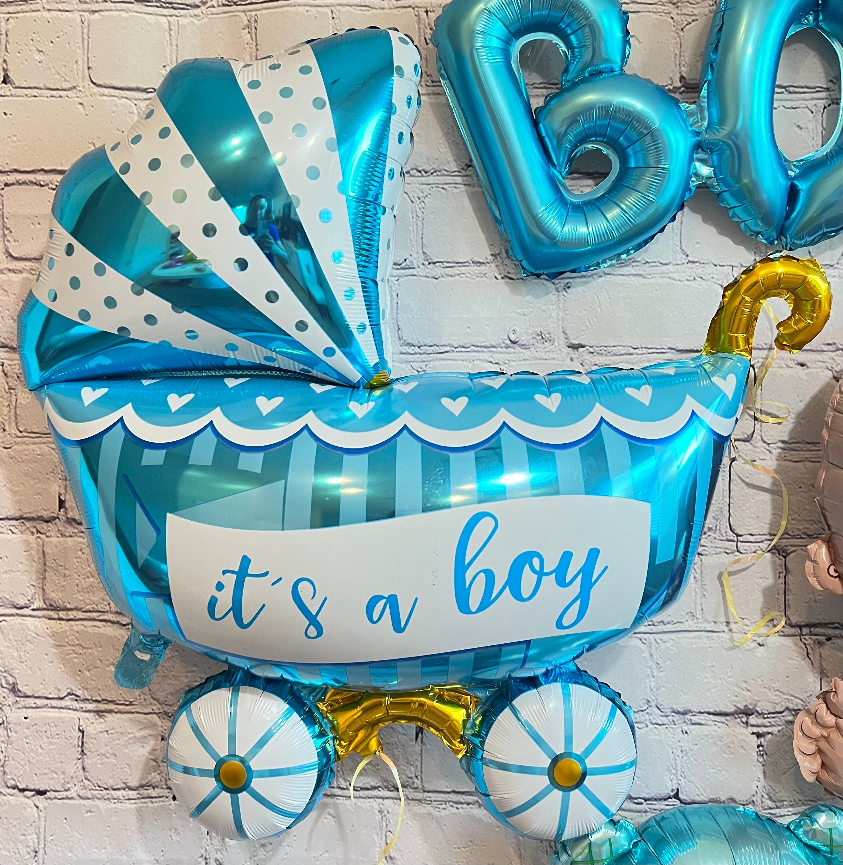 Boy Baby Shower Gender Reveal Foil Balloons Party 4 PC Set
