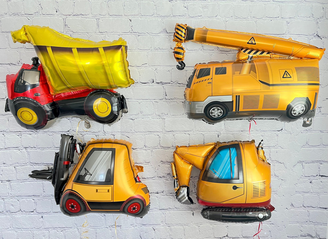 Construction Equipment and Trucks Dump Truck Bulldozer Crane 4 PC Set | Party Supplies and Decorations