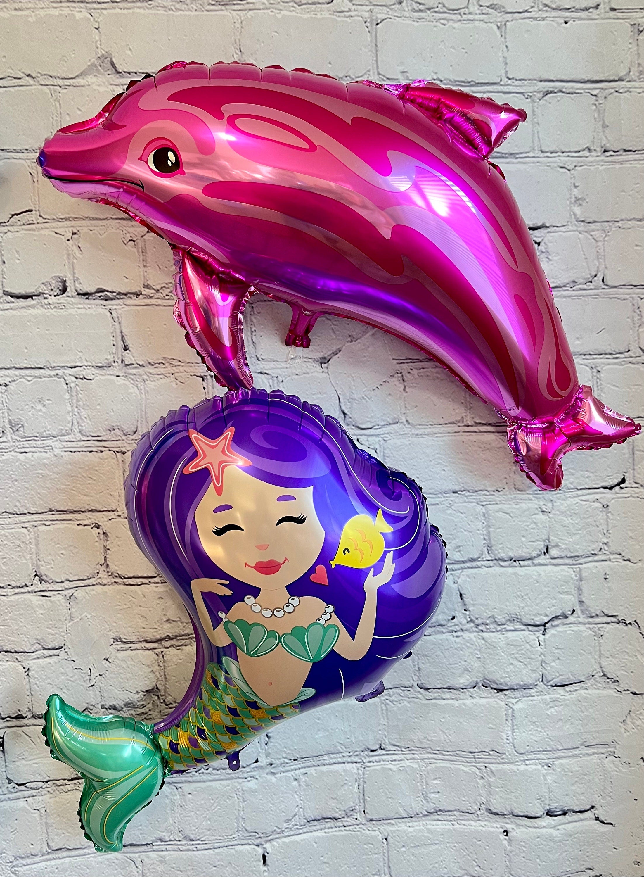 Mermaid & Dolphin Balloon Set – Birthday Party Decor (4-Piece Set)