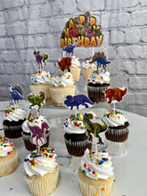 Load image into Gallery viewer, Dinosaur birthday cupcake toppers for kids birthday party celebrations - Set of 15 Cake Toppers | Birthday party decor | Gifts for kids
