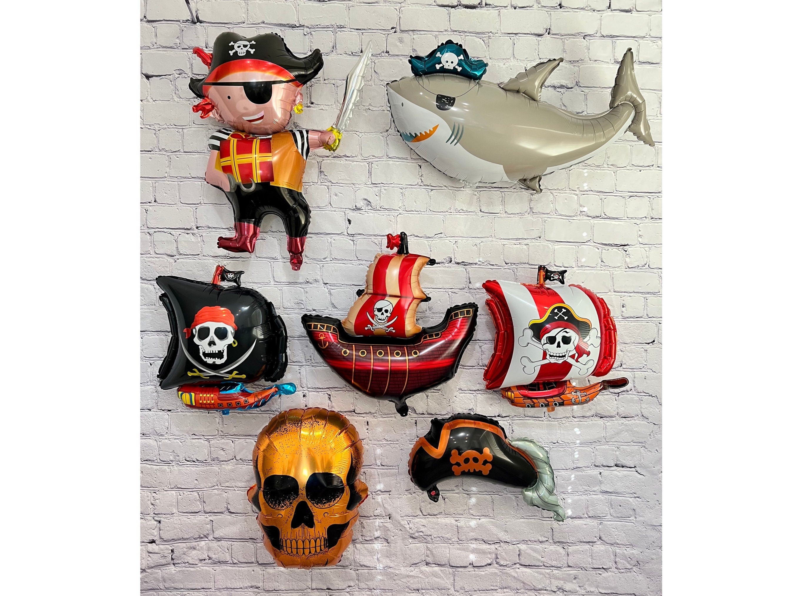 Pirate Ship, Skull & Shark Balloon Set – Party Decor (7-Piece Set)