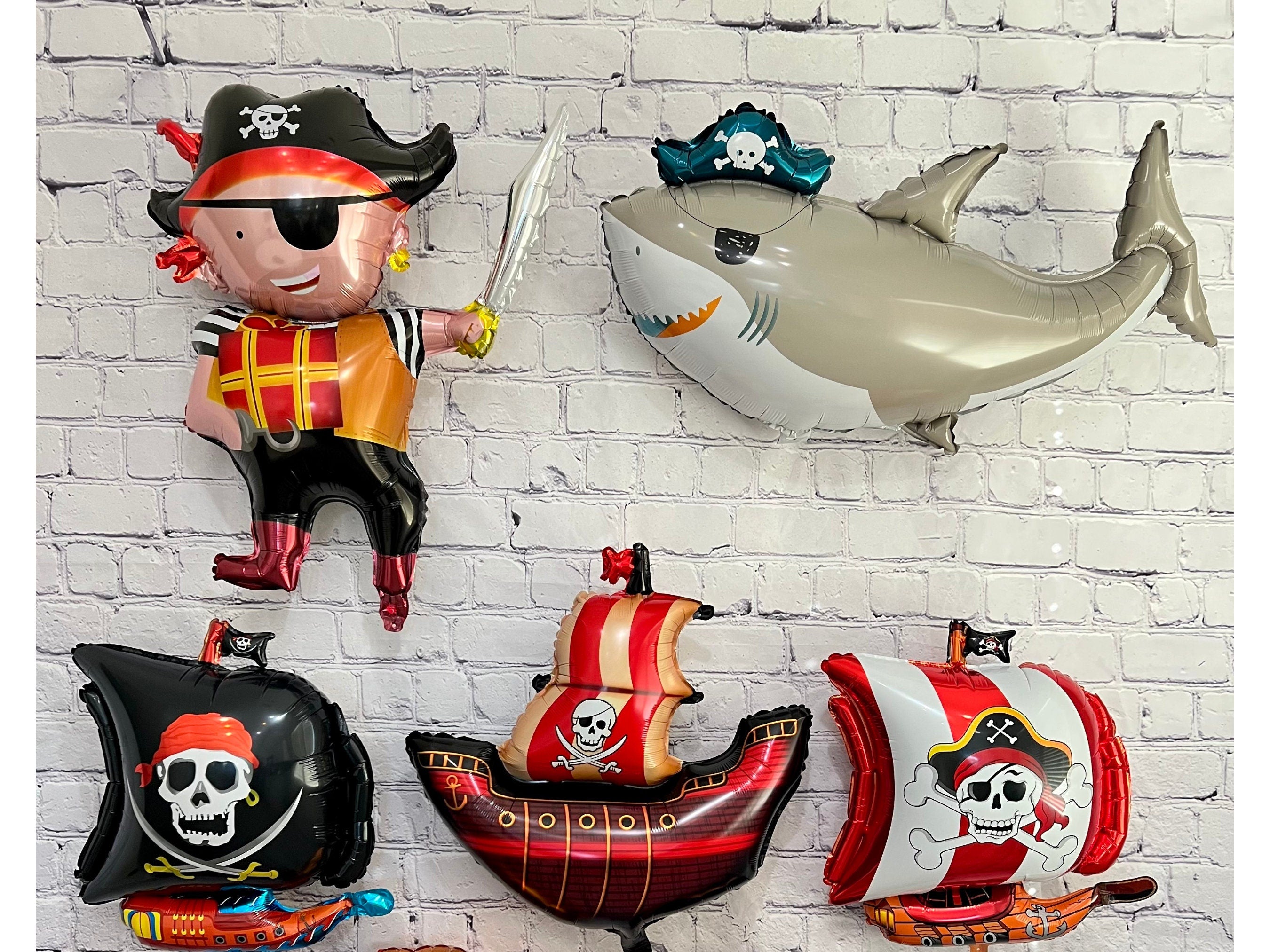 Pirate & Shark Balloon Set – Birthday Party Decor (5-Piece Set)