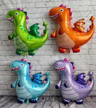 Load image into Gallery viewer, Dragon Foil Balloons JUMBO Mylar - Set of 4 Kids Birthday Party Decorations and Supplies | Birthday Baby Shower Gender Reveal

