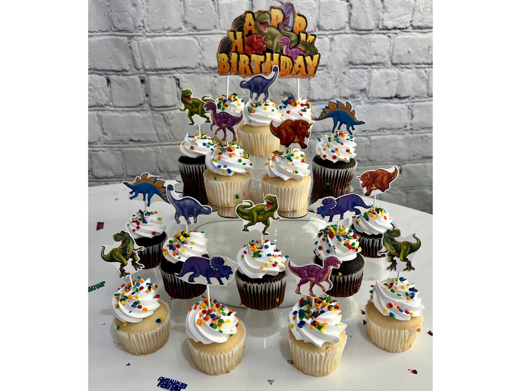 Dinosaur birthday cupcake toppers for kids birthday party celebrations - Set of 15 Cake Toppers | Birthday party decor | Gifts for kids