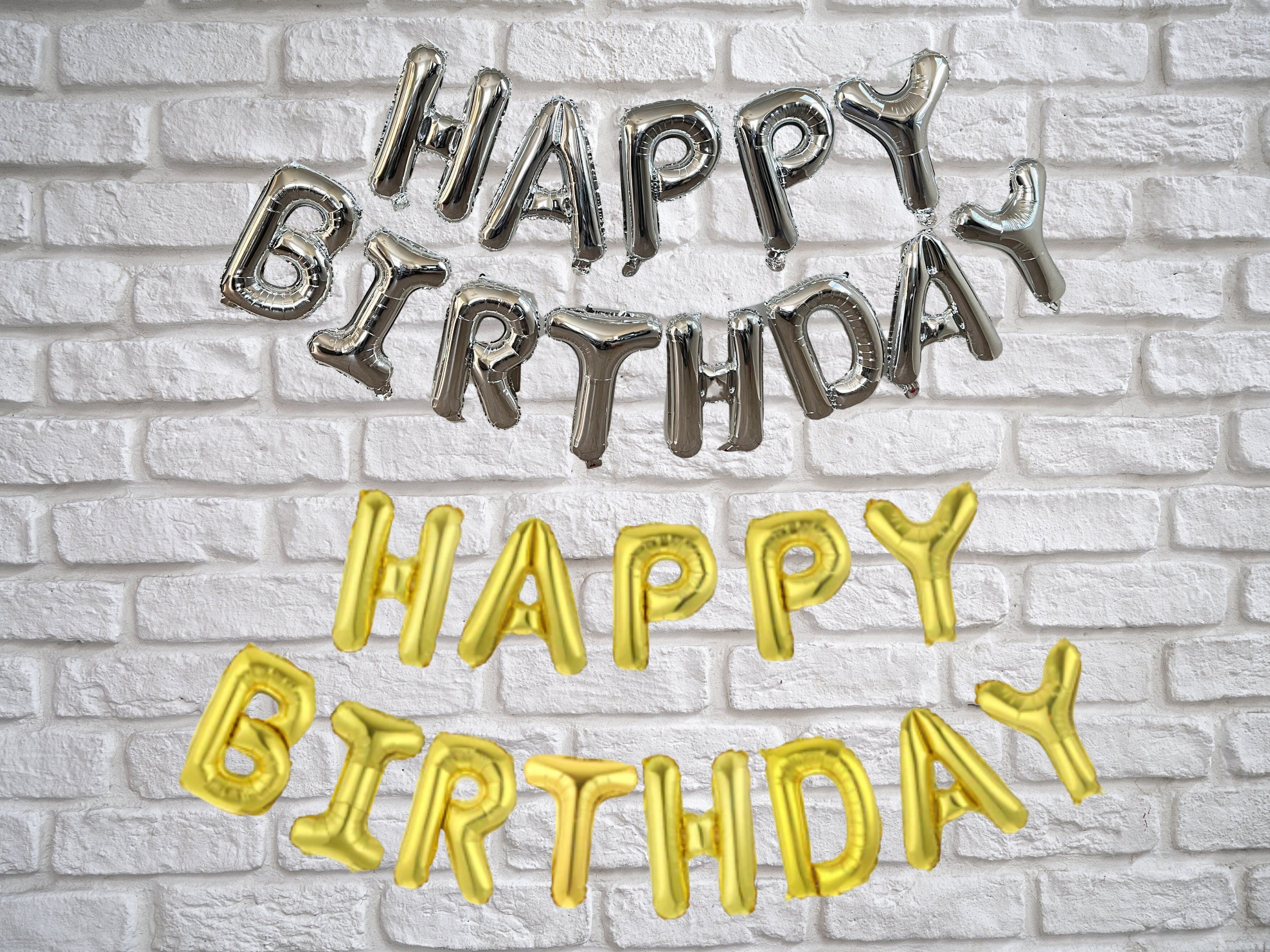 Happy Birthday Foil Letter Balloon Set – Gold or Silver Party Decor