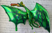Load image into Gallery viewer, Green Dragon Foil Balloons JUMBO Mylar Set of 2 | Birthday Party Decorations Supplies | Dragons Love Tacos Baby Shower Gender Reveal Gifts

