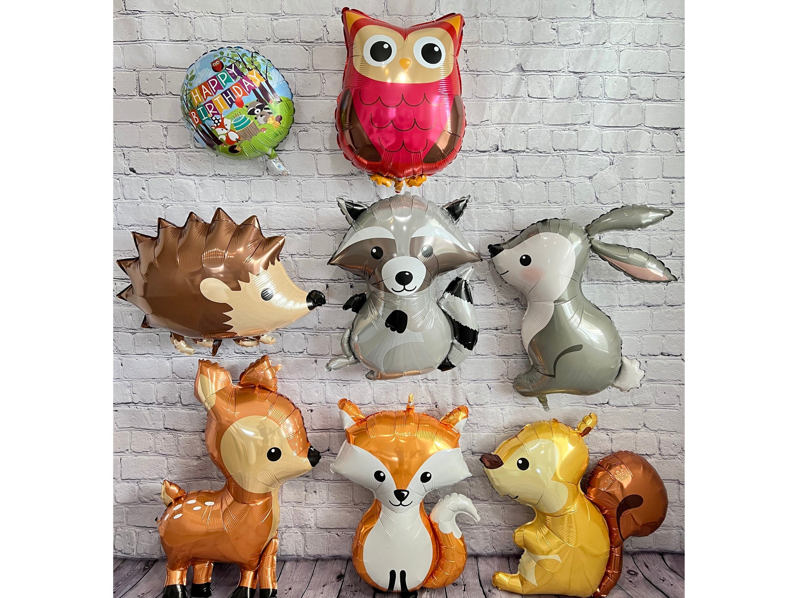 Woodland Animal Happy Birthday Balloon Set – Foil Party Decor (8-Piece Set)