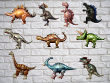 Load image into Gallery viewer, Dinosaur Balloon Set of 10 JUMBO Mylar Walking Foil Balloons | Party Decorations and Supplies | Birthday Gender Reveal Baby Shower Celebrations
