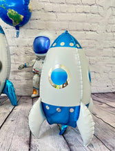Load image into Gallery viewer, Astronaut and rocket ship space ship outer space Earth planets 5 PC balloon set
