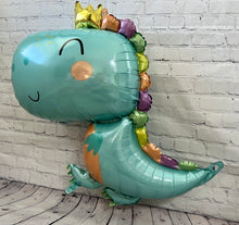 Load image into Gallery viewer, Teal Jumbo Sized Baby Dinosaur Foil Balloons Kids Birthday Party Decorations | Party Supplies Baby Shower Gender Reveal Parties Celebrations
