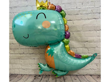 Load image into Gallery viewer, Teal Jumbo Sized Baby Dinosaur Foil Balloons Kids Birthday Party Decorations | Party Supplies Baby Shower Gender Reveal Parties Celebrations
