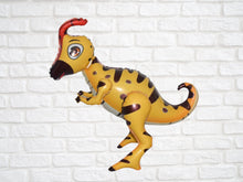 Load image into Gallery viewer, Dinosaur Balloon JUMBO Mylar Walking Foil Balloons - YELLOW Parasaurolophus | Party Supplies and Decorations
