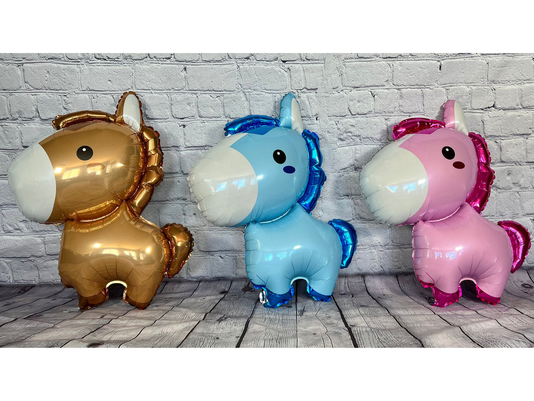 Horse Baby Pony Balloons Set of 3 JUMBO Mylar Foil Balloons