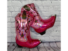 Load image into Gallery viewer, Cowgirl Cowboy Boots Balloons Happy Birthday Celebration Western Pink Red Brown Dancing Boots

