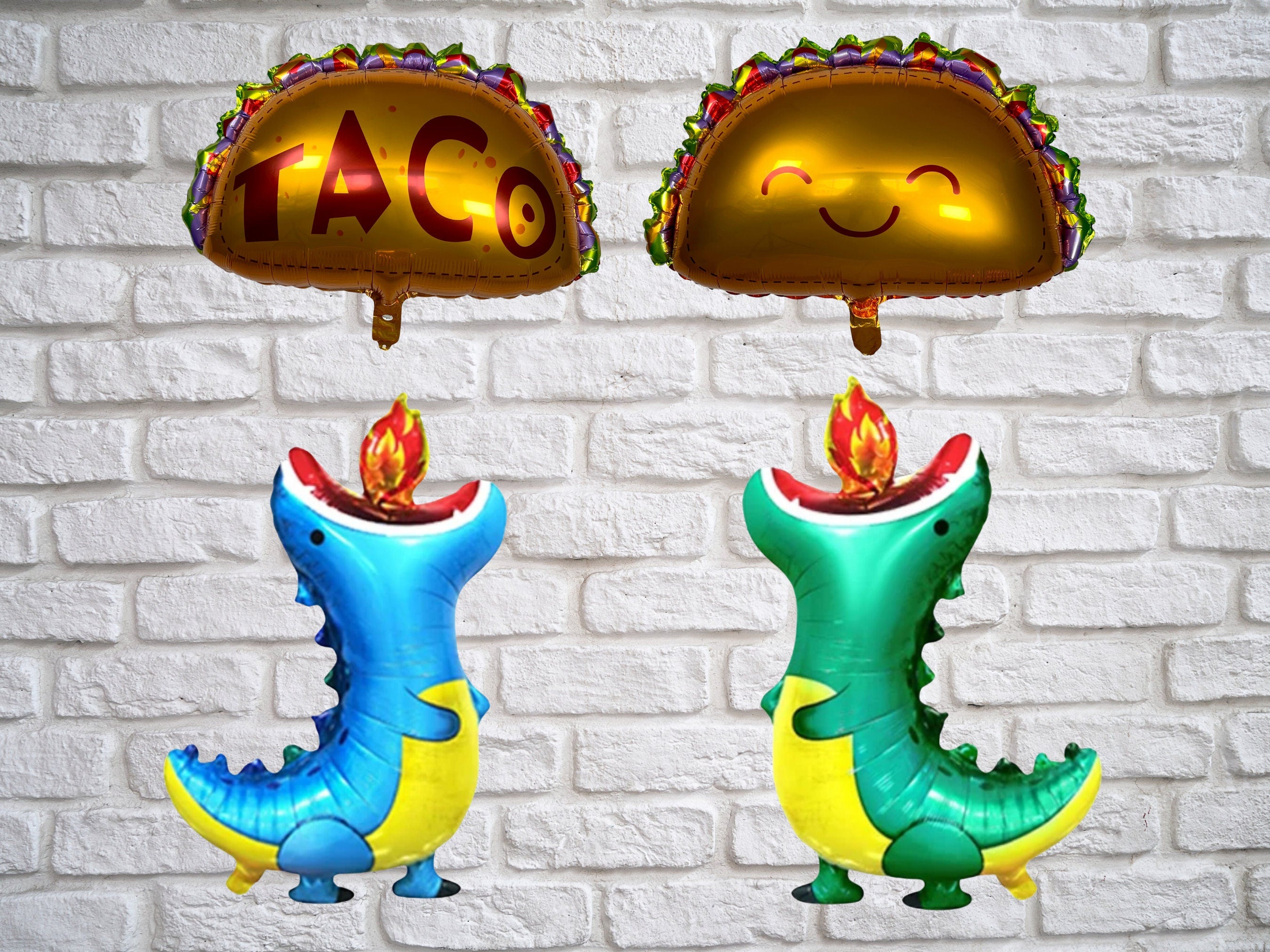 Dragons Love Tacos Balloon Set – Fiesta Party Decor (4-Piece Set)