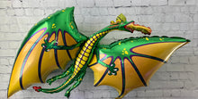 Load image into Gallery viewer, Dragons love tacos balloons for birthday parties fiestas foil balloons fire breathing dragon balloons
