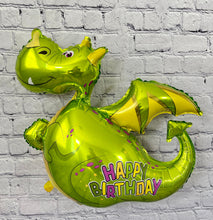 Load image into Gallery viewer, Dragons love tacos balloons for birthday parties fiestas foil balloons mythical dragons
