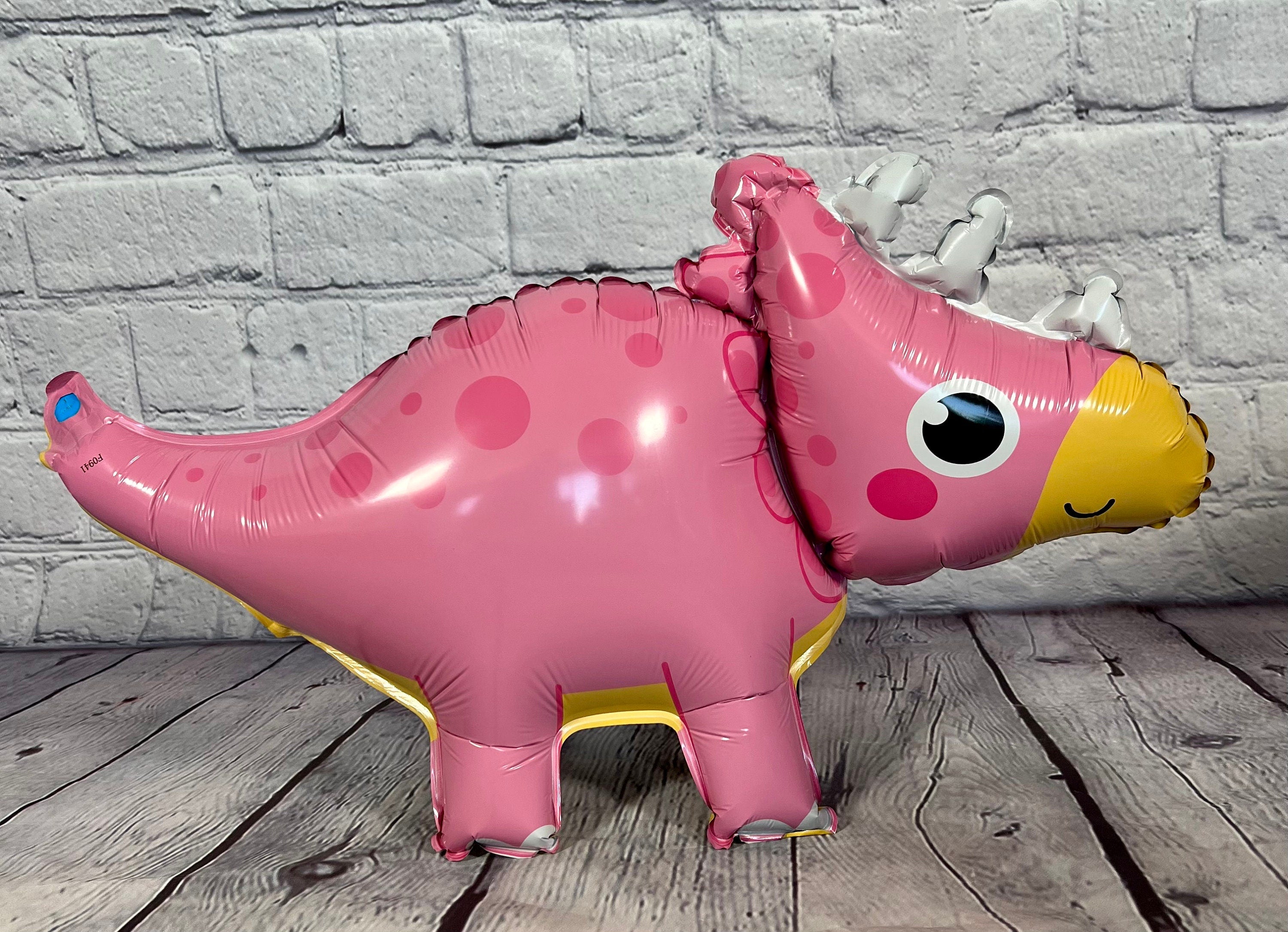 Pink & Yellow Dinosaur Walking Balloon Set – Girl Gender Reveal Decor (3-Piece Set)