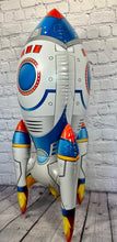 Load image into Gallery viewer, Astronaut and rocket ship space ship outer space Earth planets 4 PC balloon set with JUMBO rocket ships
