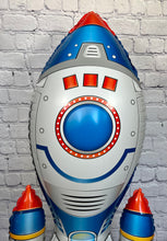 Load image into Gallery viewer, Astronaut and rocket ship space ship outer space Earth planets 4 PC balloon set with JUMBO rocket ships
