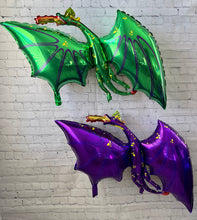 Load image into Gallery viewer, Dragons love tacos balloons for birthday parties fiestas foil balloons fire breathing dragon balloons
