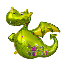 Load image into Gallery viewer, Dragons love tacos balloons for birthday parties fiestas foil balloons mythical dragons
