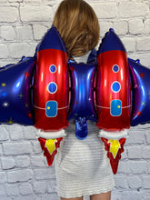 Load image into Gallery viewer, Kids superhero flying jetpack birthday balloons party favors with rockets | Pack of 6 | Party Balloons and Decorations for Events and Celebrations
