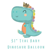 Load image into Gallery viewer, Pink and Teal Jumbo Baby Dinosaur Foil Balloons Kids Birthday Party Decorations / Baby gender reveal party decorations / Baby shower
