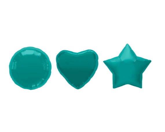 Teal Shaped Foil Balloons – Heart, Star & Round Party Decor