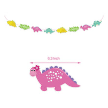 Load image into Gallery viewer, Pink dinosaur birthday balloons banner cake cupcake topper birthday party set kids birthday parties girls party decorations dinosaur decor
