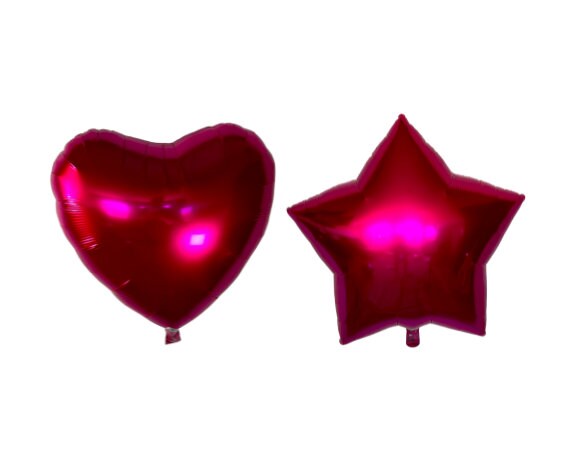 Magenta Pink Shaped Foil Balloons – Heart & Star Party Decor