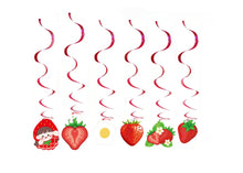 Load image into Gallery viewer, Strawberry birthday party decorations balloons happy birthday banner cupcake toppers | Party supplies and decor signs | Babys first birthday
