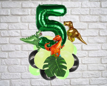 Load image into Gallery viewer, Dinosaur Number Balloons | Birthday party supplies and decor balloon decorations for celebrations First Birthdays | Foil Mylar Latex Balloon
