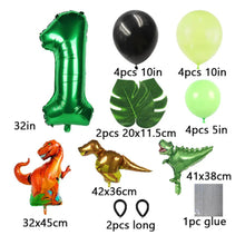 Load image into Gallery viewer, Dinosaur Number Balloons | Birthday party supplies and decor balloon decorations for celebrations First Birthdays | Foil Mylar Latex Balloon
