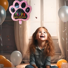 Load image into Gallery viewer, Dog paw print balloon pink party supply decoration | Party celebration supplies dog puppy birthday dog lover | Foil helium balloons
