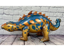 Load image into Gallery viewer, Dinosaur Balloon JUMBO Mylar Walking Foil Balloons Blue Ankylosaurus | Birthday Celebration Decorations and Supplies Party Decor
