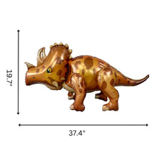 Load image into Gallery viewer, Dinosaur Balloon JUMBO Mylar Walking Foil Balloons Brown Triceratops | Birthday Celebration Decorations and Supplies Party Decor
