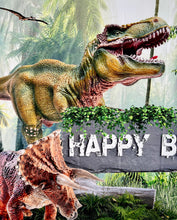Load image into Gallery viewer, Dinosaur Photo Backdrop Kids Birthday Party Vinyl Dinosaur Banner | Party Decorations and Supplies | Dinosaur Prehistoric Party T Rex Decor
